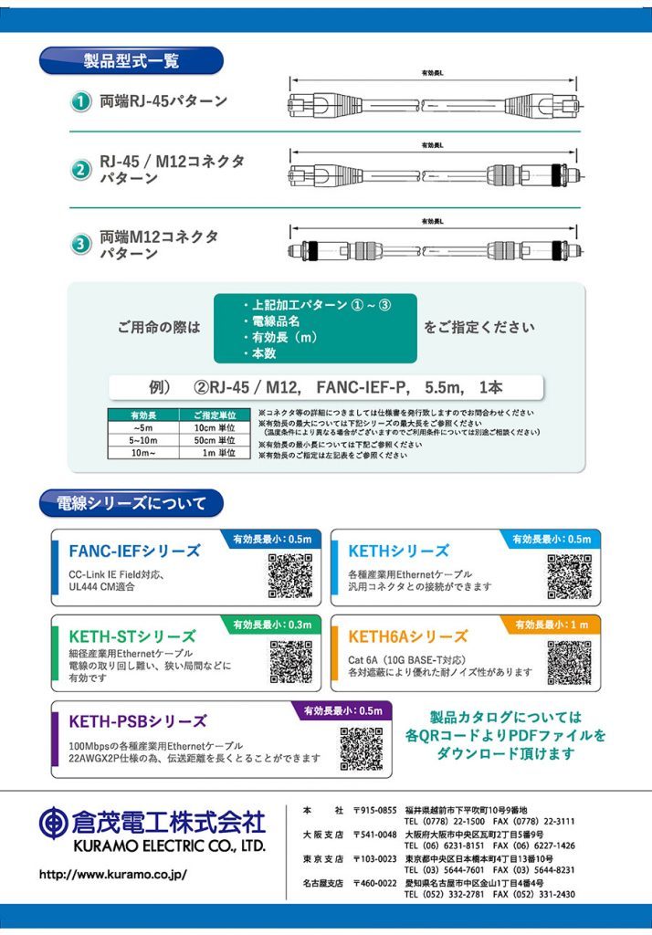 産業用Ethernetケーブル端末加工を１本から承ります！